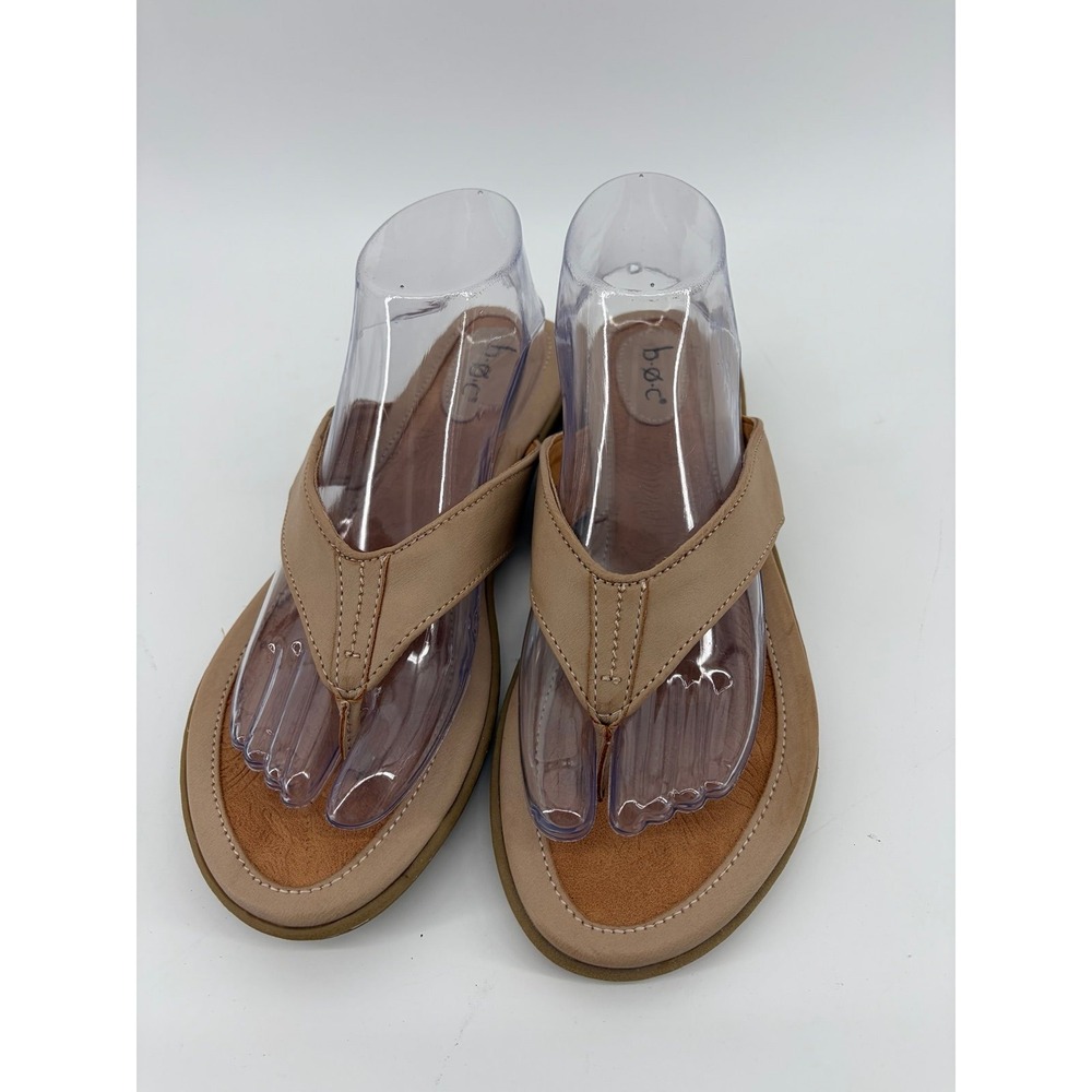 B.O.C. Sandals, Carah Thong Brown Faux Leather Toe-Post Comfort, 9 NWOT